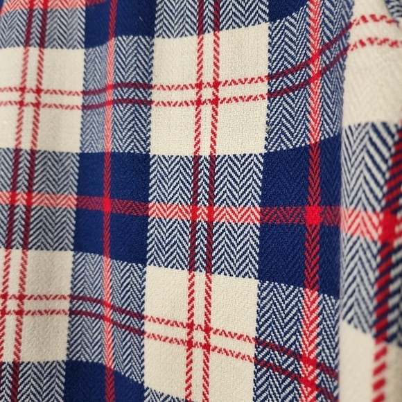 CLAY POOLE 70's The Hecht Co Red White Blue Wooly Acrylic Shacket shirt jacket M - Picture 3 of 11